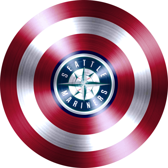 Captain American Shield With Seattle Mariners Logo vinyl decal